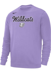 Nike K-State Wildcats Mens Lavender Script Vault Logo Club Fleece Long Sleeve Crew Sweatshirt