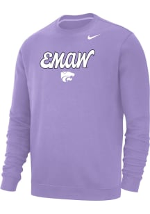 Nike K-State Wildcats Mens Lavender EMAW Club Fleece Long Sleeve Crew Sweatshirt
