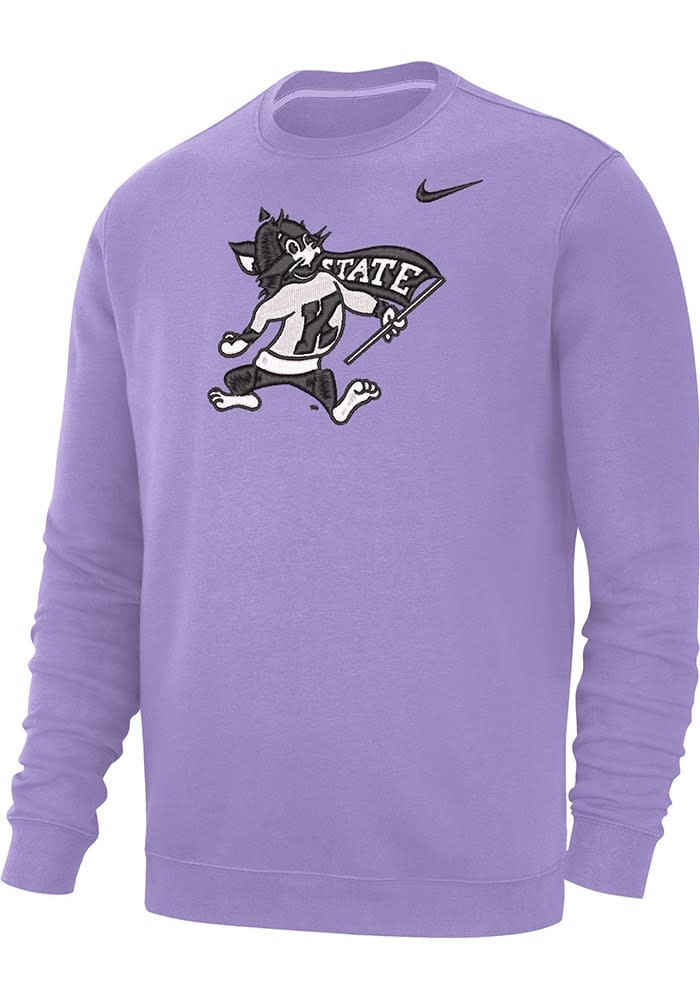 Nike K-State Wildcats Mens Willie Club Fleece Crew Sweatshirt - LAVENDER