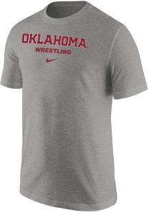 Nike Oklahoma Sooners Grey Wordmark Wrestling Short Sleeve T Shirt