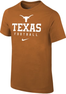 Nike Texas Longhorns Youth Burnt Orange Team Issue Football Short Sleeve T-Shirt