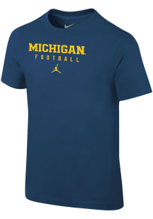 Nike Michigan Wolverines Boys Navy Blue Team Issue Football Short Sleeve T-Shirt