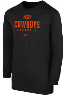 Nike Oklahoma State Cowboys Youth Black Team Issue Football Long Sleeve T-Shirt