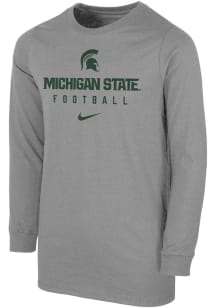 Nike Michigan State Spartans Youth Grey Team Issue Football Long Sleeve T-Shirt