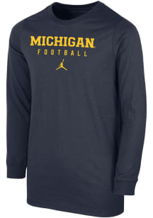 Nike Michigan Wolverines Youth Navy Blue Team Issue Football Long Sleeve T-Shirt