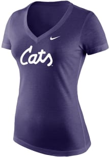 Nike K-State Wildcats Womens Purple Cats Script Triblend Short Sleeve T-Shirt