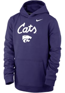 Nike K-State Wildcats Youth Purple Club Fleece Script Long Sleeve Hoodie