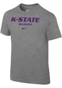 Nike K-State Wildcats Boys Grey Logo Short Sleeve T-Shirt