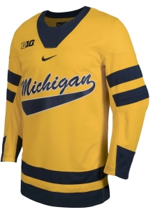 Mens Michigan Wolverines Yellow Nike Replica Hockey Jersey