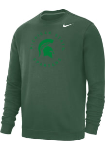 Mens Michigan State Spartans Green Nike Primary Team Logo Crew Sweatshirt