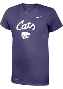Nike K-State Wildcats Girls Purple Cats Short Sleeve T-Shirt
