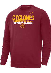 Nike Iowa State Cyclones Mens Cardinal Stacked Wrestling Long Sleeve Crew Sweatshirt