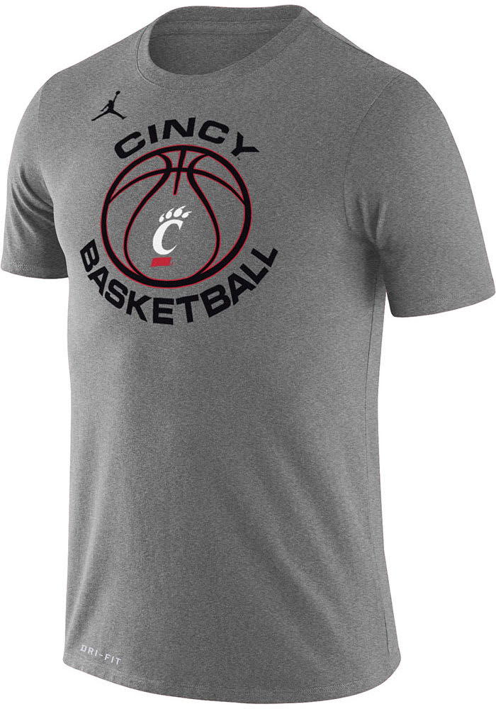Nike Cincinnati Bearcats Grey Jordan Basketball Short Sleeve T Shirt