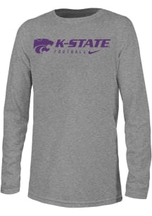 Nike K-State Wildcats Youth Grey Legend Team Issue Long Sleeve T-Shirt
