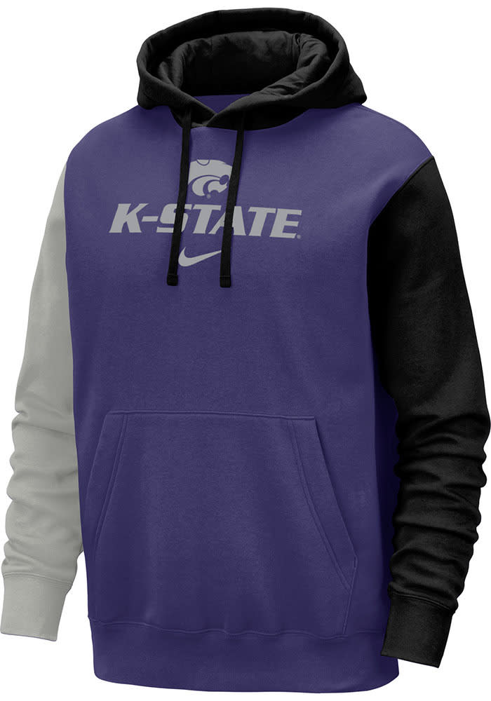 Nike K-State Wildcats Youth Purple Colorblock Long Sleeve Hoodie