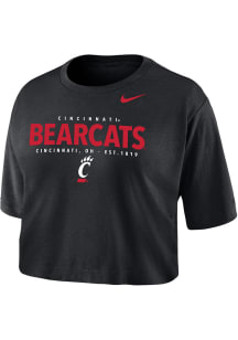 Nike Cincinnati Bearcats Womens Black Crop Short Sleeve T-Shirt