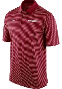 Nike Arkansas Razorbacks Mens Crimson Stadium Stripe Wordmark Short Sleeve Polo