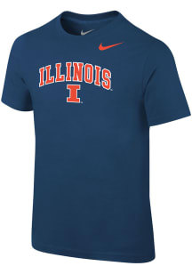 Nike Illinois Fighting Illini Boys Navy Blue Logo Short Sleeve T-Shirt
