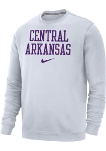 Nike Central Arkansas Bears Mens White Club Fleece Block Name Long Sleeve Crew Sweatshirt