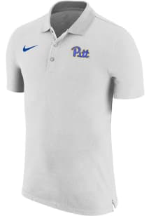 Nike Pitt Panthers Mens White Sideline Woven Short Sleeve Polo