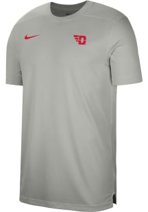 Nike Dayton Flyers Grey Sideline UV Coach Short Sleeve T Shirt