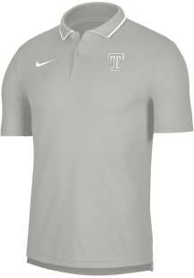 Nike Temple Owls Mens Grey Sideline Coach Short Sleeve Polo