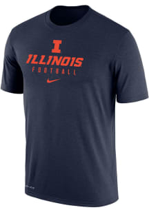 Nike Illinois Fighting Illini Navy Blue Team Issue Football Short Sleeve T Shirt