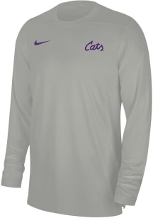 Nike K-State Wildcats Grey Sideline UV Coach Long Sleeve T-Shirt