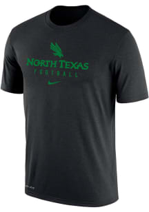 Nike North Texas Mean Green Black Team Issue Football Short Sleeve T Shirt