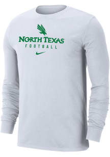 Nike North Texas Mean Green White Team Issue Football Long Sleeve T Shirt
