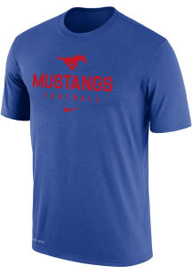 Nike SMU Mustangs Blue Team Issue Football Short Sleeve T Shirt
