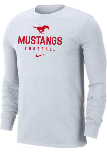 Nike SMU Mustangs White Team Issue Football Long Sleeve T Shirt