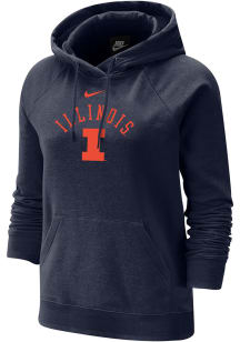 Nike Illinois Fighting Illini Womens Navy Blue Varisty Fleece Hooded Sweatshirt