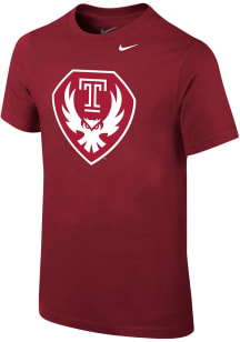 Nike Temple Owls Youth Red Shield Logo Short Sleeve T-Shirt