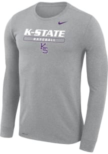 Nike K-State Wildcats Grey Baseball Long Sleeve T-Shirt