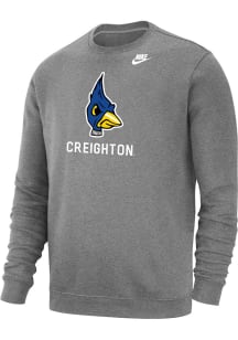 Nike Creighton Bluejays Mens Grey Club Fleece Long Sleeve Crew Sweatshirt