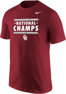 Nike Oklahoma Sooners Crimson 2023 Softball National Champions Short Sleeve T Shirt