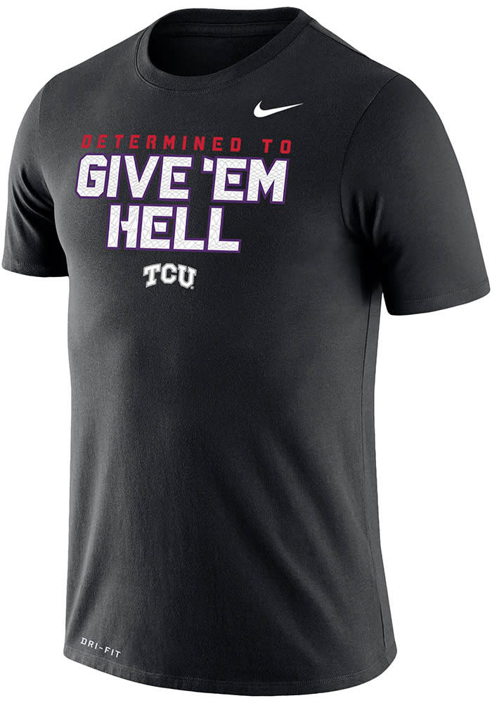 Nike TCU Horned Frogs BLACK Football Give Em Hell Short Sleeve T