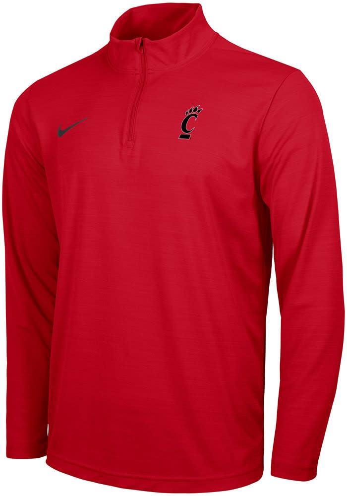 Nike Cincinnati Bearcats Mens Red Intensity Primary Logo Long Sleeve Qtr Zip Pullover