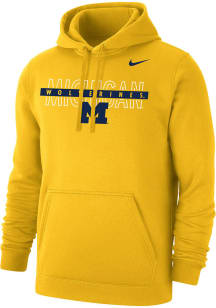Mens Michigan Wolverines Yellow Nike Primary Logo Hooded Sweatshirt