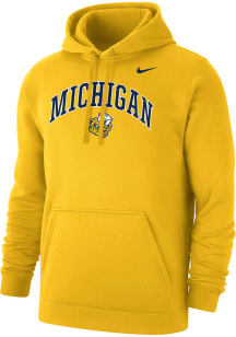 Nike Michigan Wolverines Mens Yellow Vault Arch Mascot Long Sleeve Hoodie