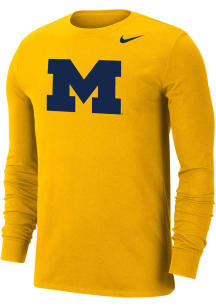 Mens Michigan Wolverines Yellow Nike Primary Logo Tee