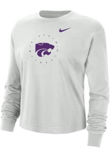 Nike K-State Wildcats Womens Grey Cotton Boxy LS Tee