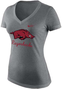 Nike Arkansas Razorbacks Womens Grey Triblend Short Sleeve T-Shirt