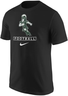 Michigan State Spartans Black Nike Sparty Playing Football Short Sleeve T Shirt