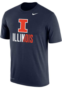 Illinois Fighting Illini Navy Blue Nike Two Tone Wordmark Short Sleeve T Shirt