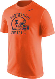 Nike Illinois Fighting Illini Orange Football Helmet Short Sleeve T Shirt