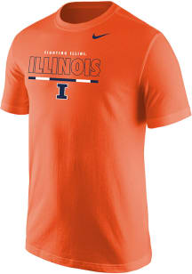 Nike Illinois Fighting Illini Orange Wordmark Outline Short Sleeve T Shirt