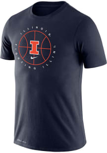 Nike Illinois Fighting Illini Navy Blue Basketball Fightin Illini Short Sleeve T Shirt