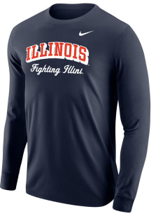 Nike Illinois Fighting Illini Navy Blue Cursive Wordmark Long Sleeve T Shirt